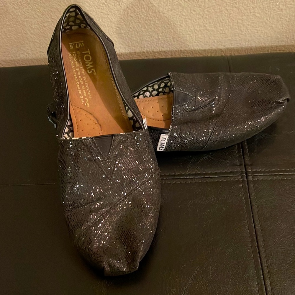 Black Glitter Toms